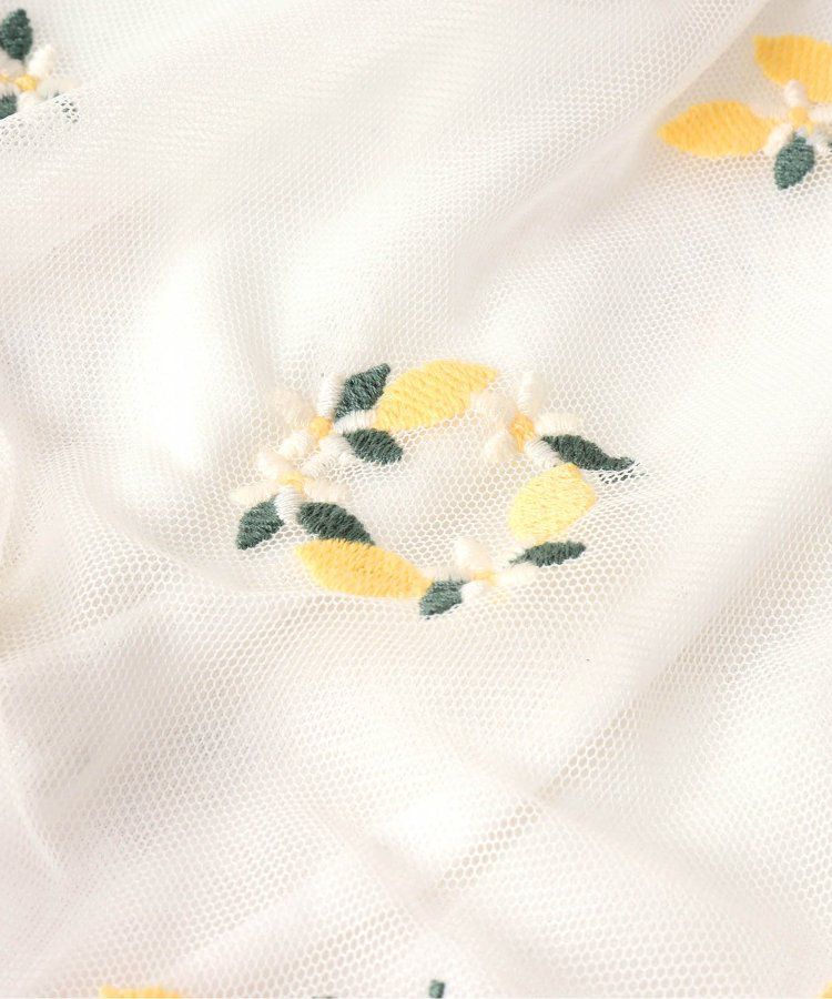 日本 apres les cours - 可愛檸檬刺繡分層短袖洋裝-海軍藍