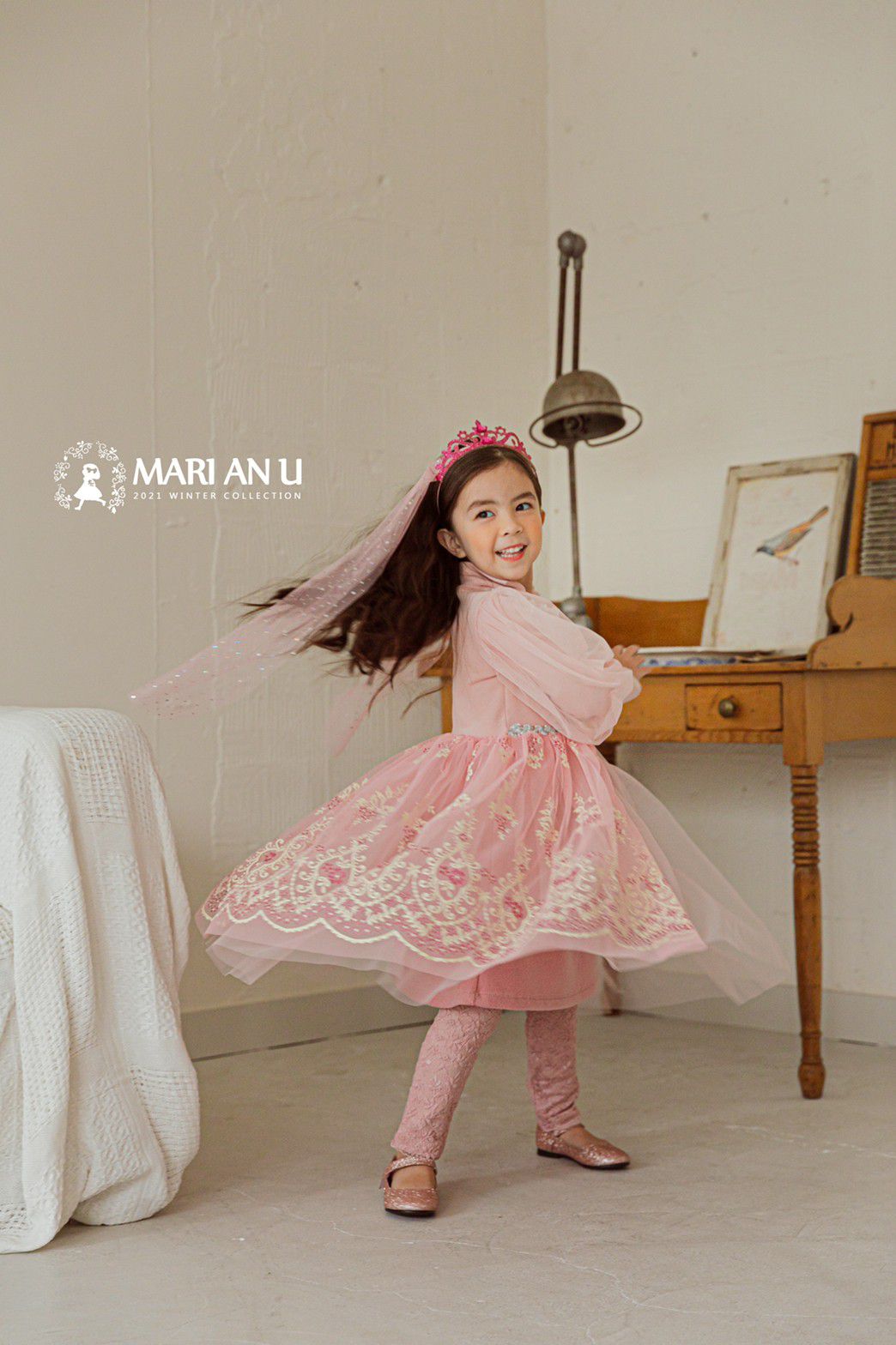 韓國 Mari an u - 公主頭紗-粉紅 (粉紅)