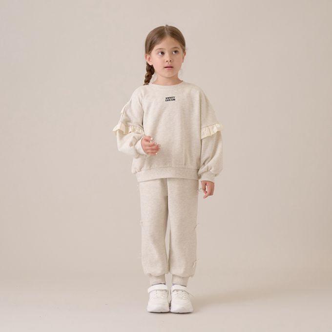 日本 Lycee mine - 蝴蝶結側邊少女休閒長褲-淺粉