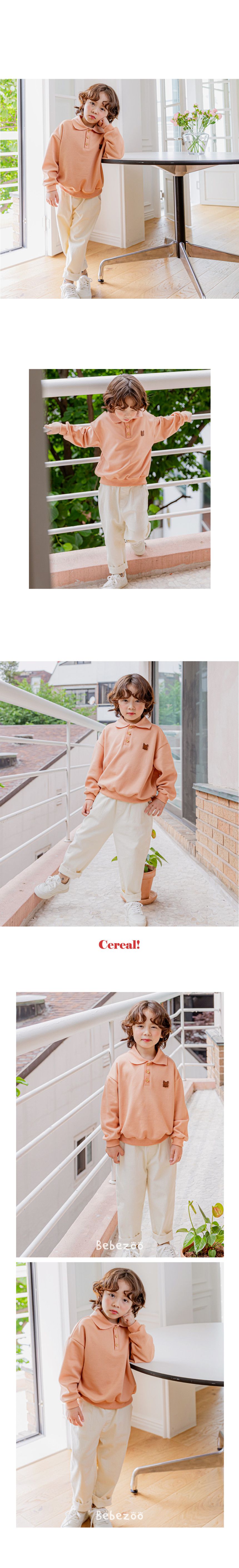 韓國 Bebezoo - 小狐狸裝飾翻領長袖上衣-奶油白