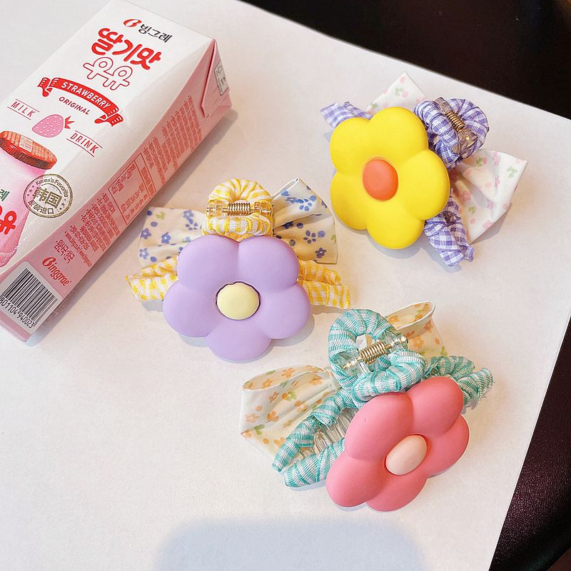 田園風碎花花朵爪夾-紫色花朵