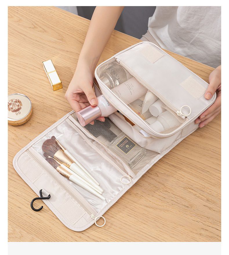 多功能懸掛式化妝包/盥洗包-米灰色 (24x9.5x20cm)
