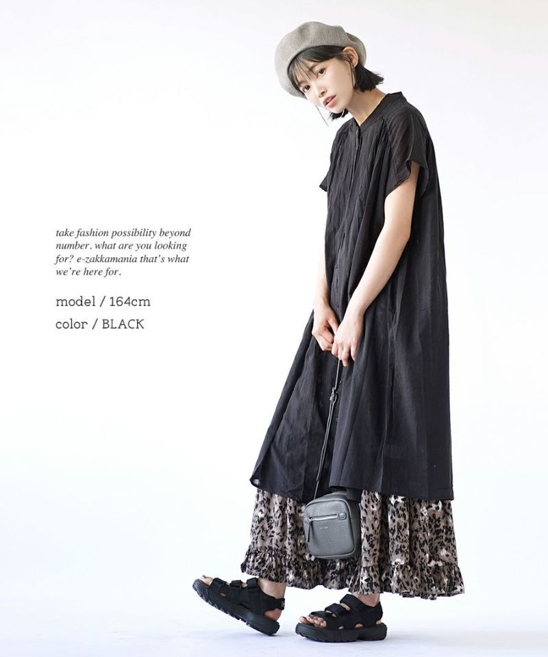 日本 zootie - 100%棉 涼爽輕透長版短袖襯衫-經典黑