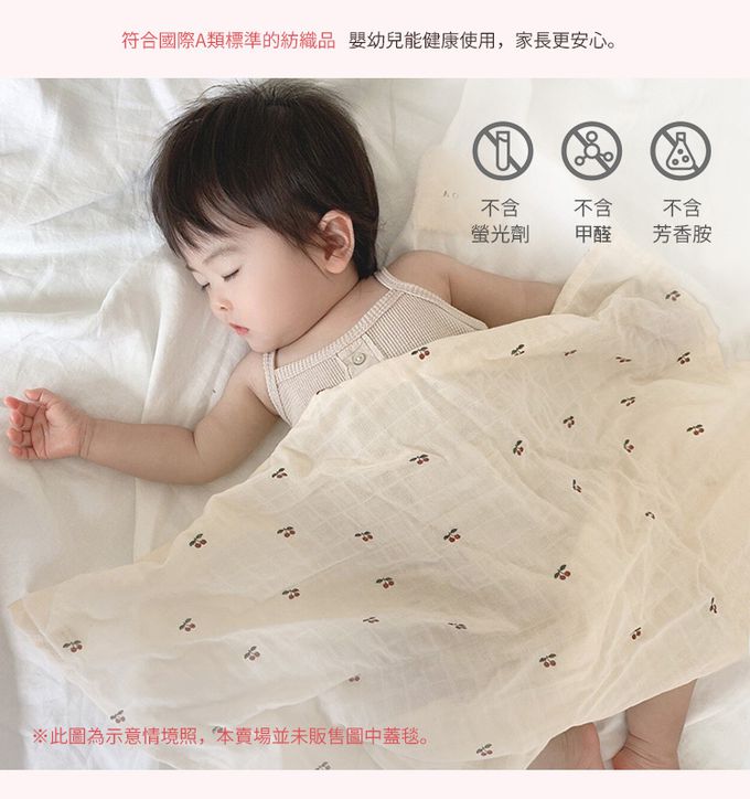 日本霜山 - 樱桃印花嬰幼兒親膚棉紗方巾 (30x30cm)-3條入