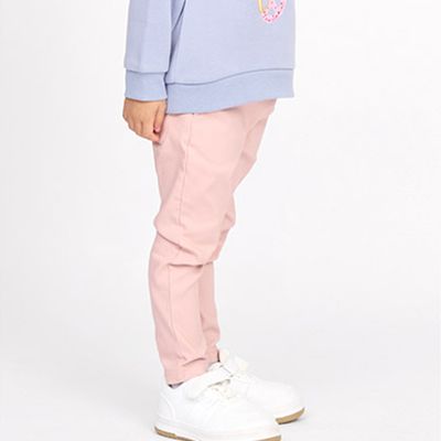 日本 ZOOLAND - 裏起毛 超彈力舒適長褲-素面-粉紅