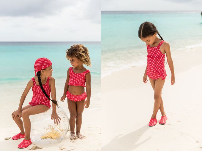 德國Playshoes - 抗UV防曬兒童連身泳裝-復古波點裙