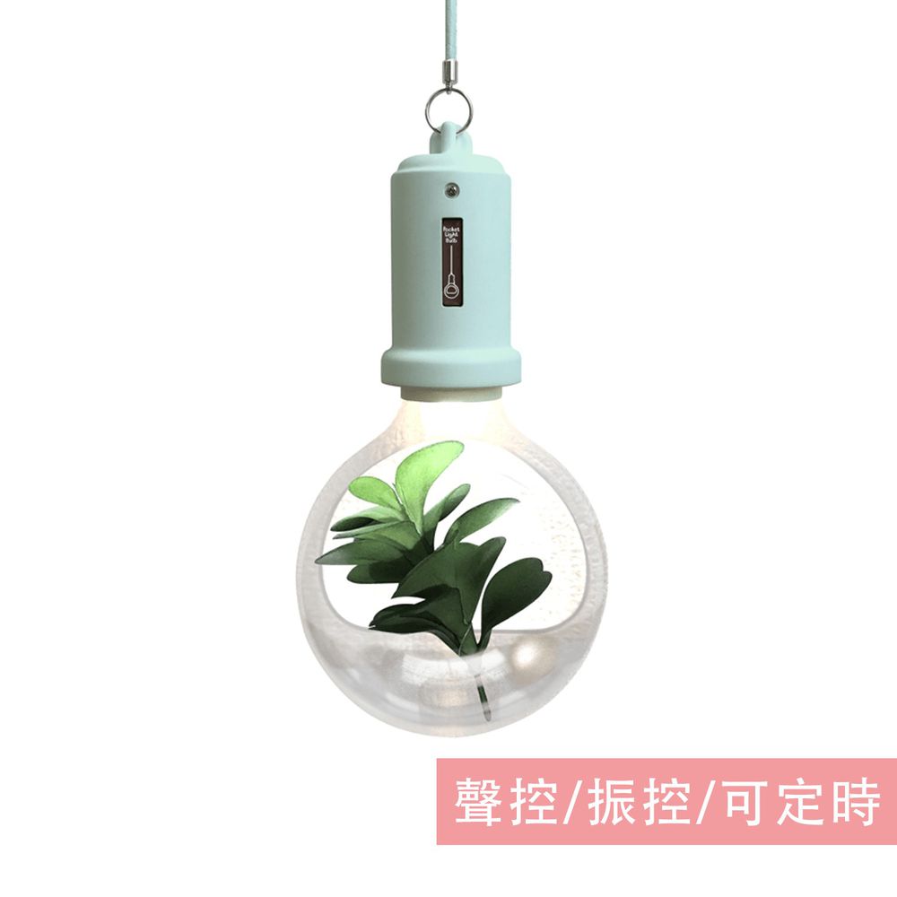 日本 TOYO CASE - LED 夜燈壁飾-燈泡小植物系列-淺藍 (約12x6x22cm)