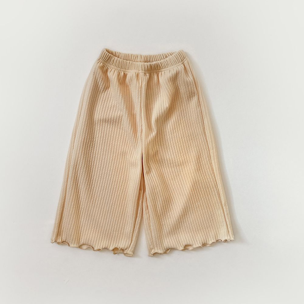 W.S.B. 鬆緊腰寬鬆飄逸木耳邊長褲-黃
