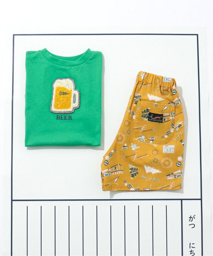 日本 BREEZE - 暑假來了立體印花短袖上衣-甲蟲-撞色袖黃