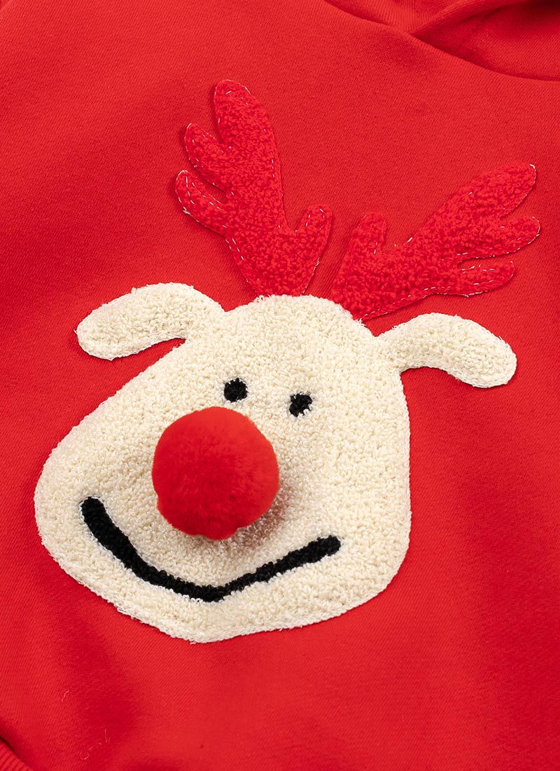 韓國 OZKIZ - (裏起毛)魯道夫連帽T/聖誕-紅