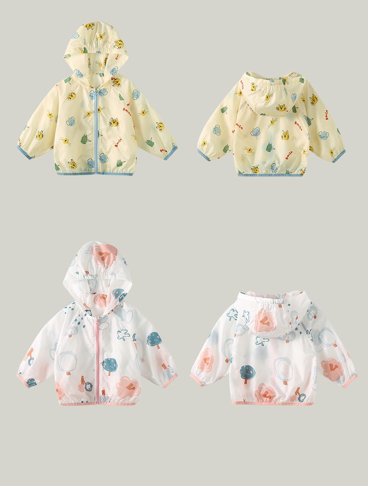 輕薄防風連帽外套-動物樂園-藍色