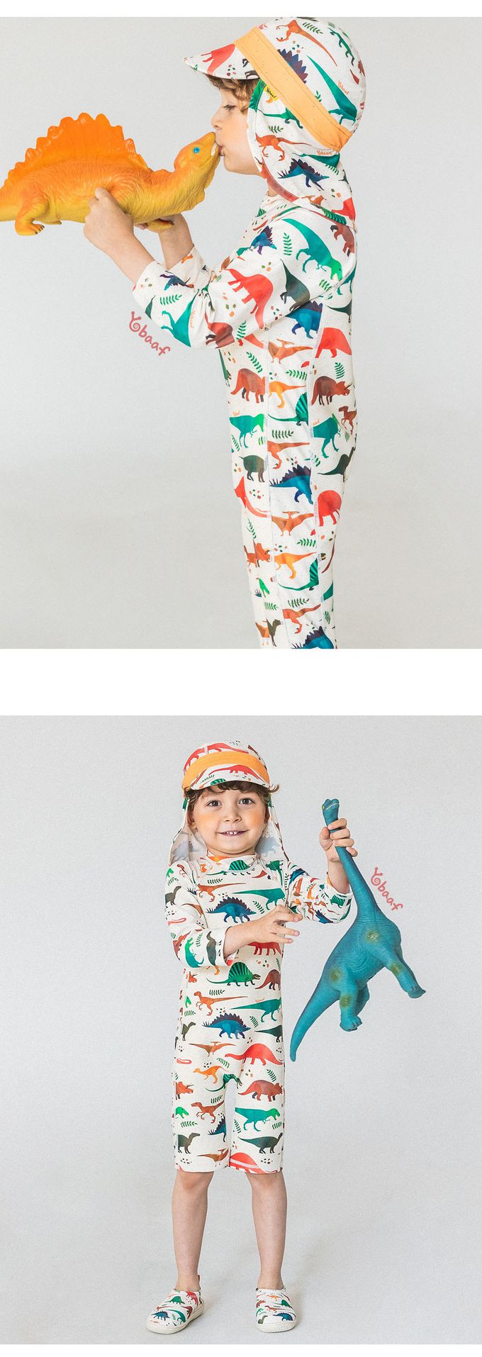 韓國 Yobaaf - UPF50+兒童防曬防寒泳裝-恐龍王國