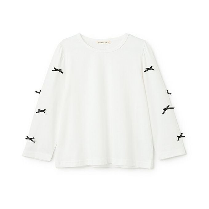 日本 Lycee mine - 100%棉 夢幻蝴蝶結長袖上衣-水藍