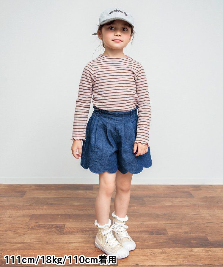 日本 BREEZE - 俏麗扇形邊鬆緊短褲-斑點-黑