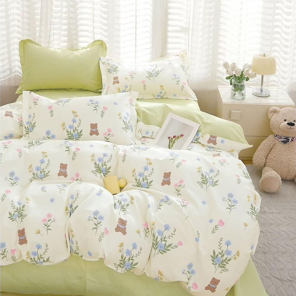 台灣製 極致純棉寢具組-北島花園-加大三件式床包組