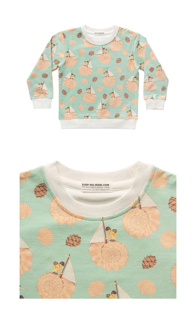 英國 SLEEP NO MORE - 100% 有機棉兒童圓領長袖-貝殼帆船 (3-4 Y)