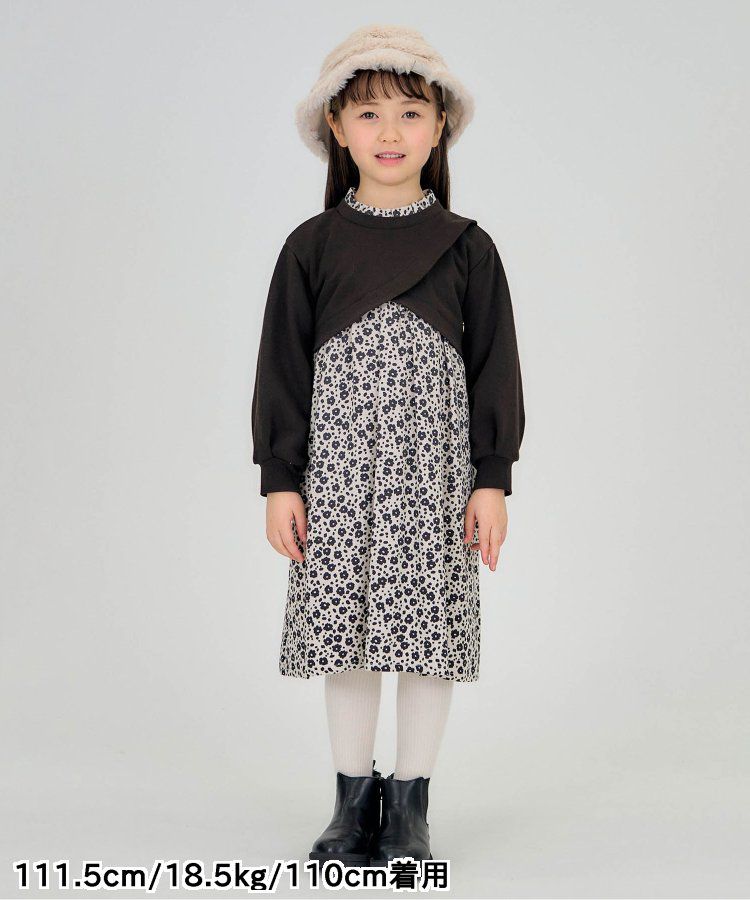 日本 apres les cours - 假二件交叉拼接氣質少女洋裝-白x格紋