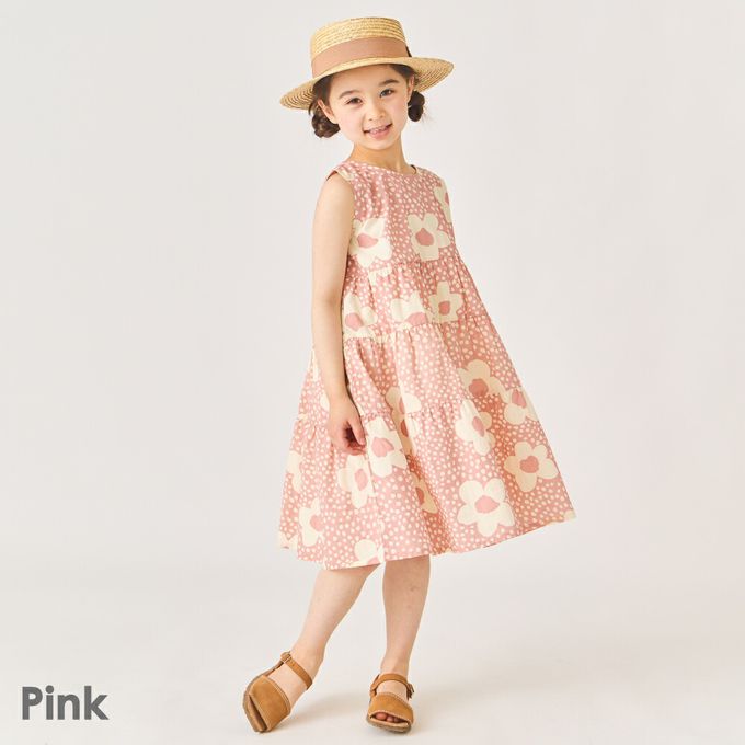 日本 evercloset - 100%棉 歐風荷葉領背心洋裝-粉紅