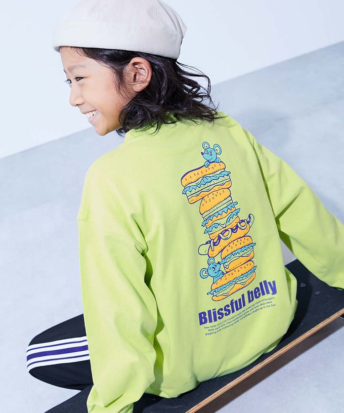 日本 devirock - 100%棉 定番印花寬版長袖上衣-帥氣三角-黑