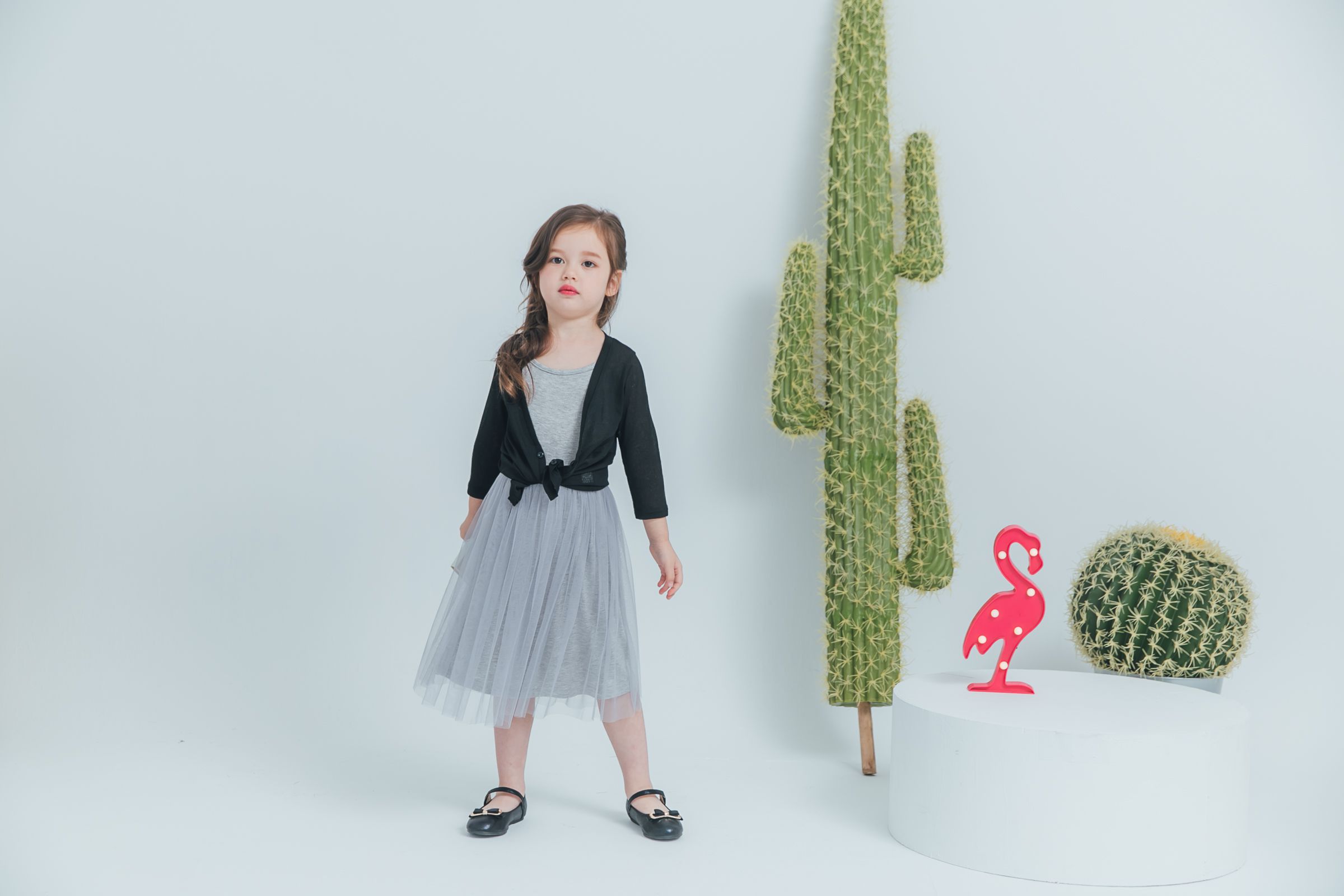 Peachy - 北鼻款*獨家訂製綿柔連身紗裙-細肩帶連身款-溫柔灰