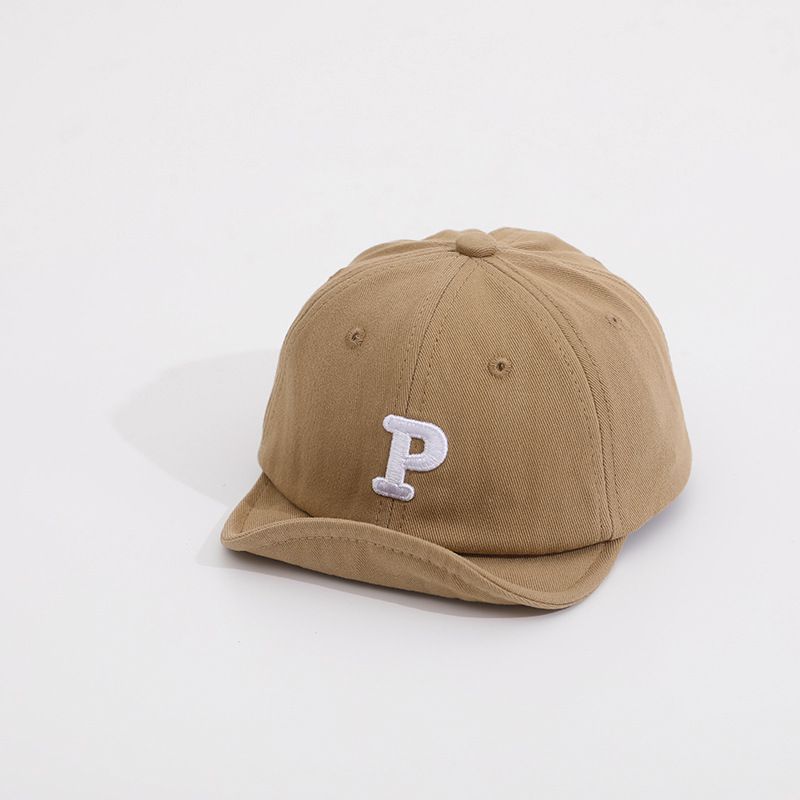 兒童防曬棒球帽/鴨舌帽-刺繡英文字P-軍綠色 (47-49CM)