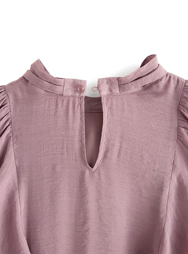 日本 GRL - 浪漫扭結波浪層次修身短袖上衣-經典黑