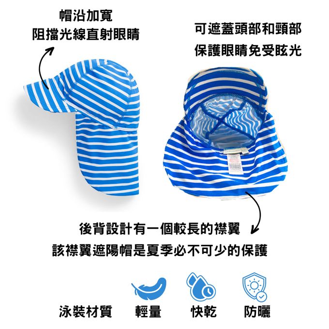 英國 JoJo Maman BeBe - 嬰幼兒/兒童泳裝戲水UPF50+防曬護頸遮陽帽-海鷗家族