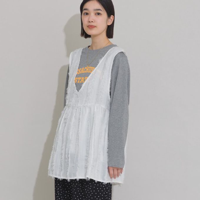 日本 OMNES - 前後2way甜美流蘇造型穿搭背心-黑