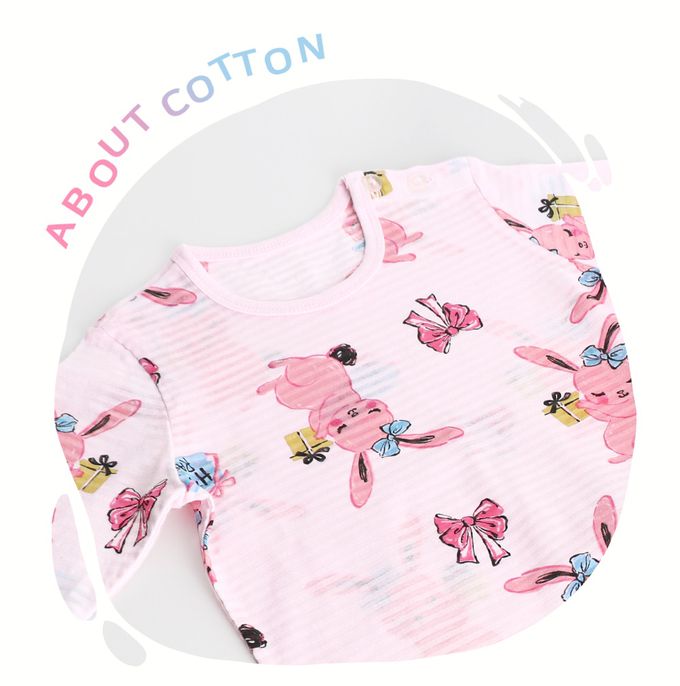 韓國 Mellisse - 韓製輕薄透氣7分袖家居服(無螢光棉)-粉紅兔子