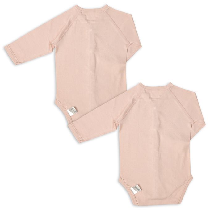 akachan honpo - 長袖有機包屁衣2件組-前開式-粉紅色