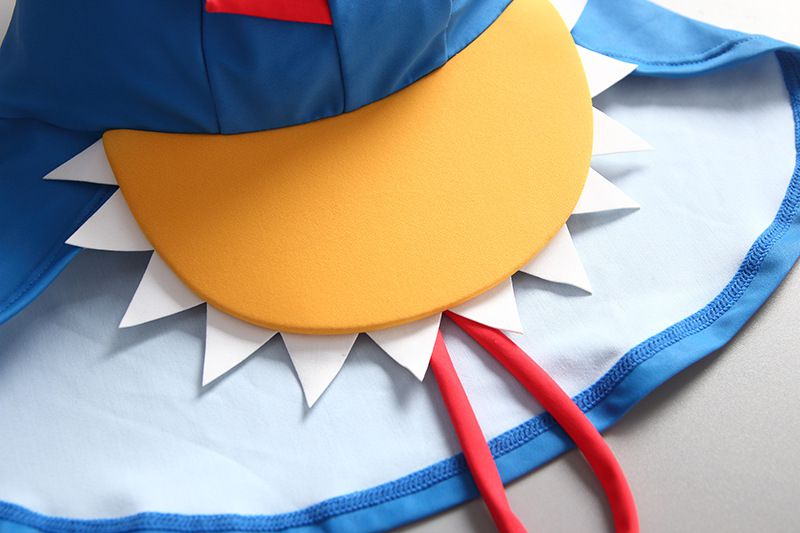 男寶長袖泳裝套裝(附帽子)-快樂恐龍-紅+白+藍