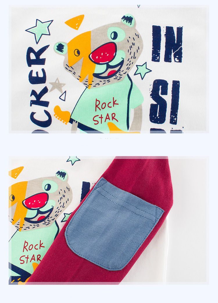 純棉長袖上衣-明星恐龍-藍色x白色