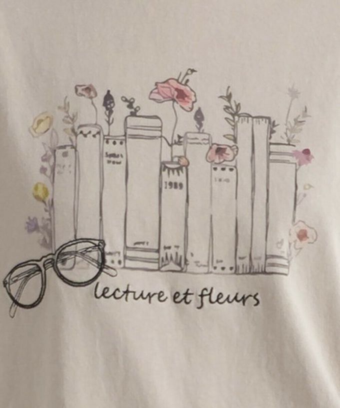 日本 Lupilien - 純棉知性印花法式袖T恤-白