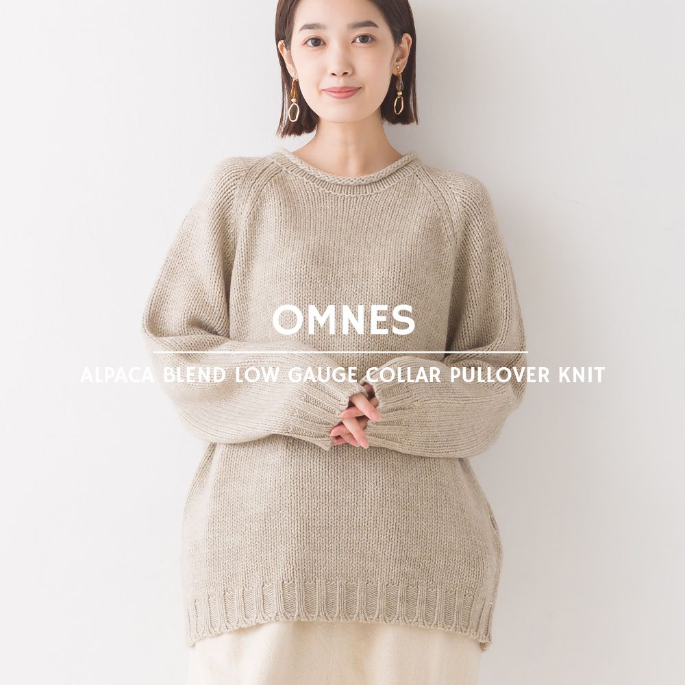 日本 OMNES - 羊駝毛混紡圓領針織毛衣-石墨灰