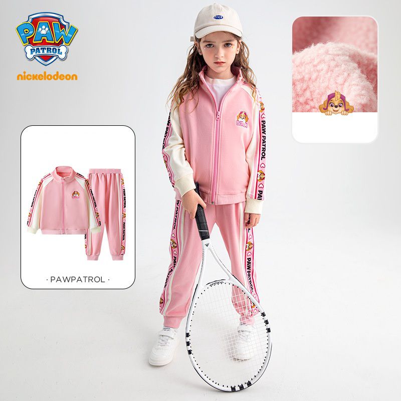 卡通汪汪隊加絨運動休閒長袖套裝-卡通人物阿奇-藍色