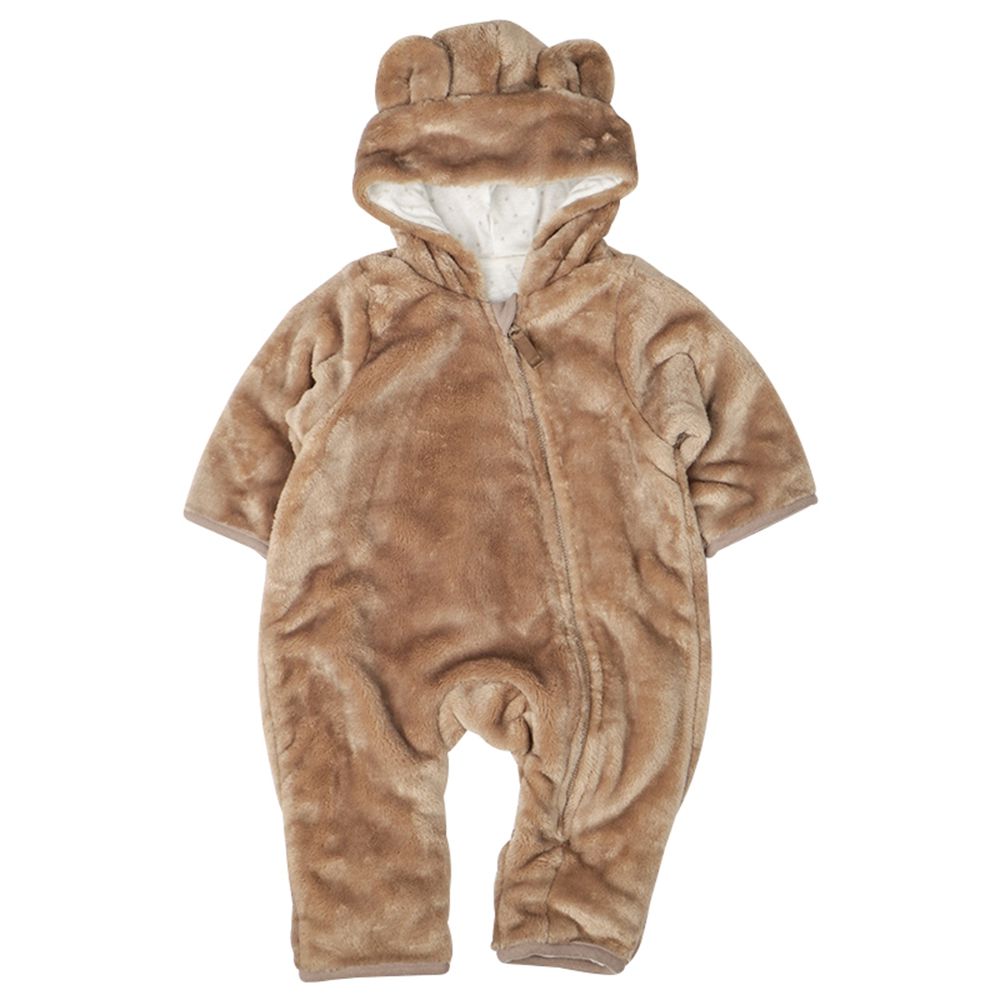 哈倫包屁衣 刷毛-咖啡色