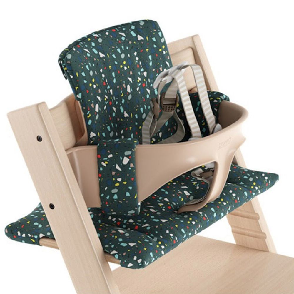 Stokke - Tripp Trapp 成長椅經典座墊(不含椅子本體)-墨綠玉彩點