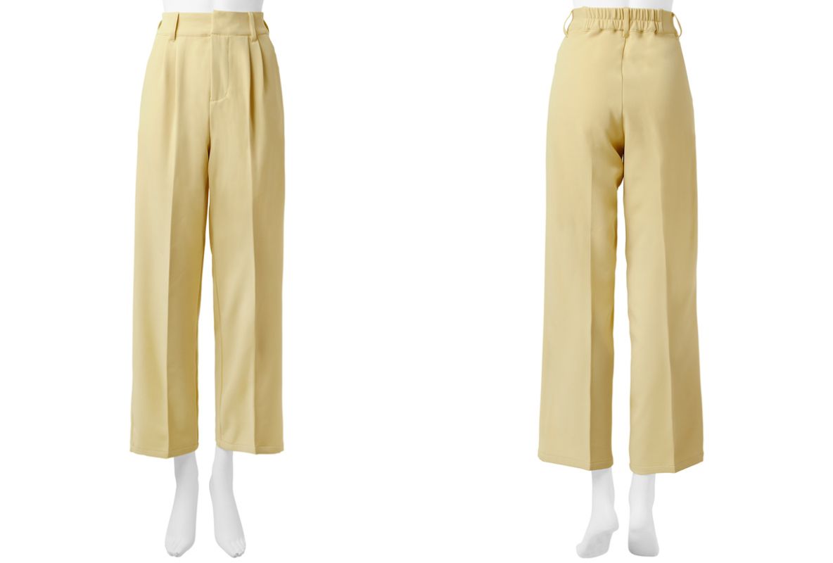 日本 GRL - 知性慵懶修身後鬆緊西裝長褲-活力黃