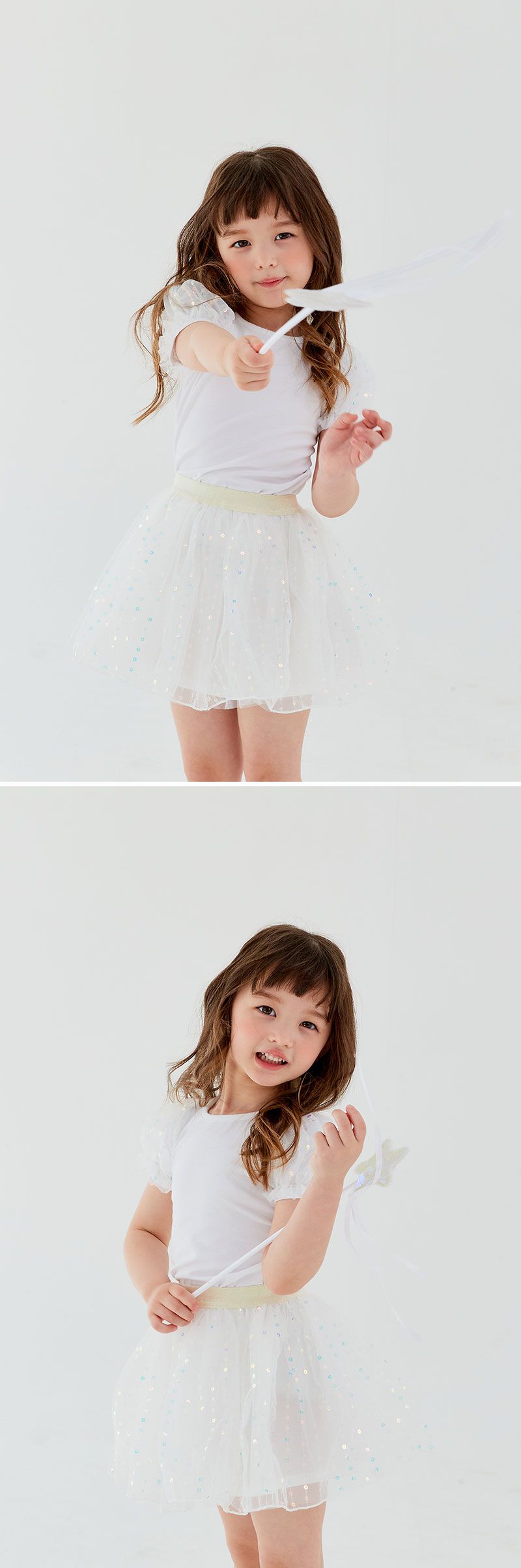 韓國 OZKIZ - 小花亮片層次網紗裙-粉紅