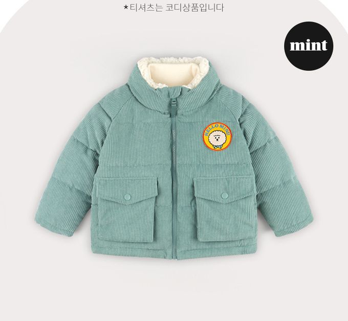 韓國 HEJMINI - 狗狗好朋友燈芯絨立領拉鍊外套-淺紫