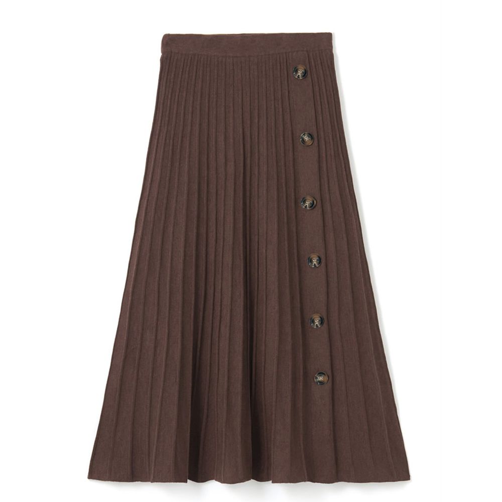 日本 GRL - 修身百褶排釦長裙-知性棕