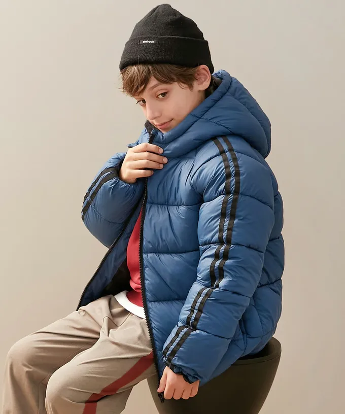 日本 devirock - 可機洗 輕量連帽保暖羽絨外套-手臂徽章-亮黃綠