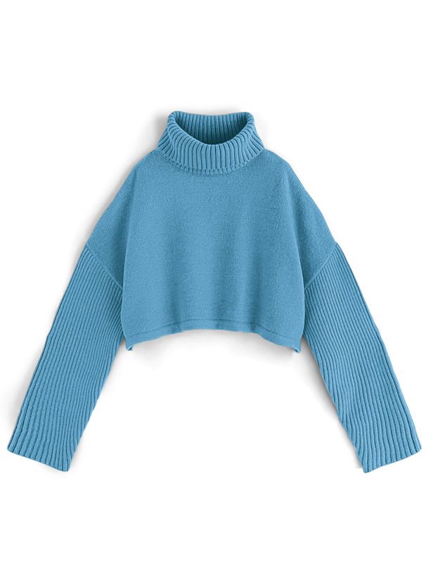 日本 GRL - 雜誌揭載 高領短版針織毛衣-奶油杏 (F)