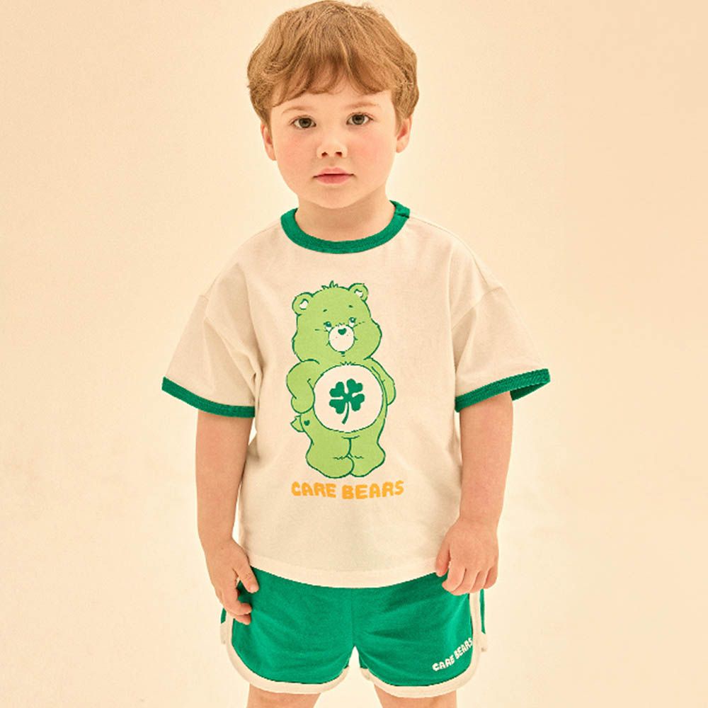 聯名款運動風短袖套裝-幸運草熊-綠