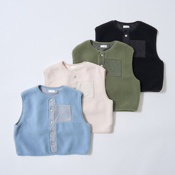 日本 b-ROOM - 可愛毛毛保暖背心-灰藍