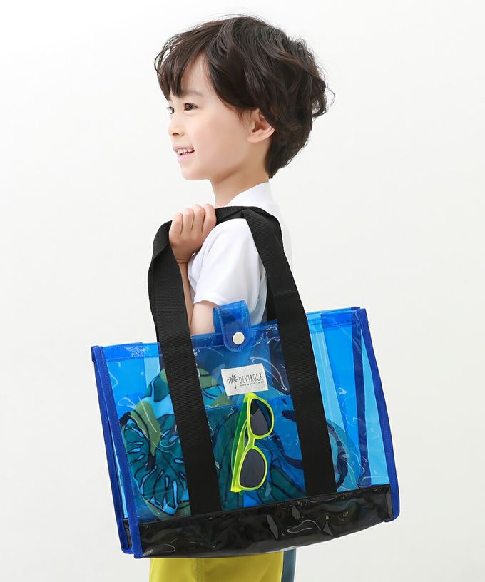 日本 devirock - 果凍色系PVC游泳/玩水包-紫x黃 (26.5x36x13.5cm)