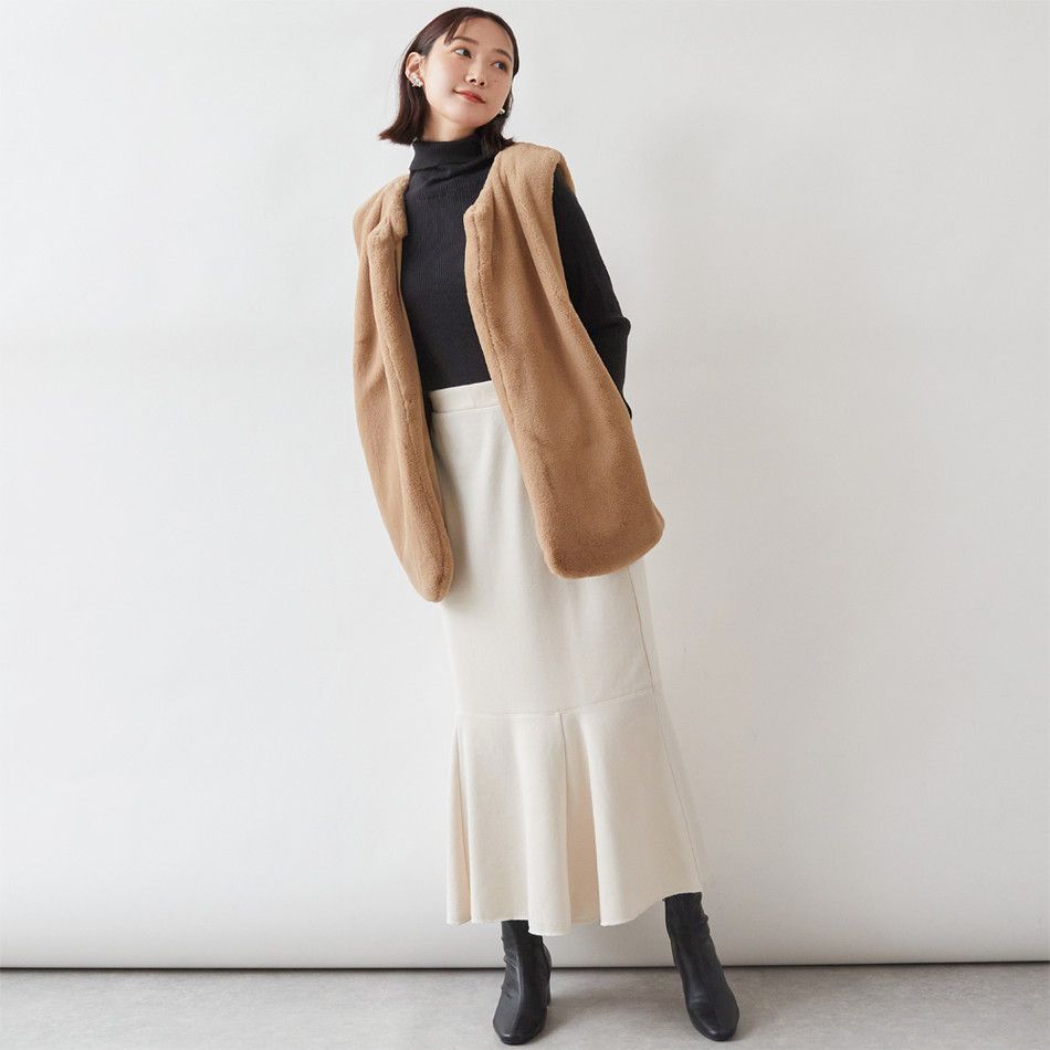 日本 Rejoule - 彈性羅紋針織上衣(附指穴)-象牙杏