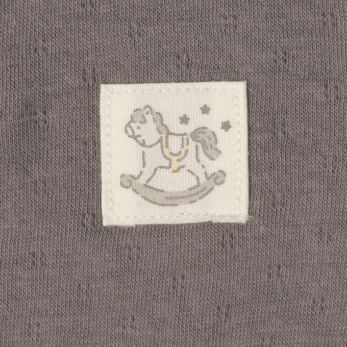 akachan honpo - 長袖前開包屁衣2件組-蓬鬆棉 木馬&橫紋-咖啡色