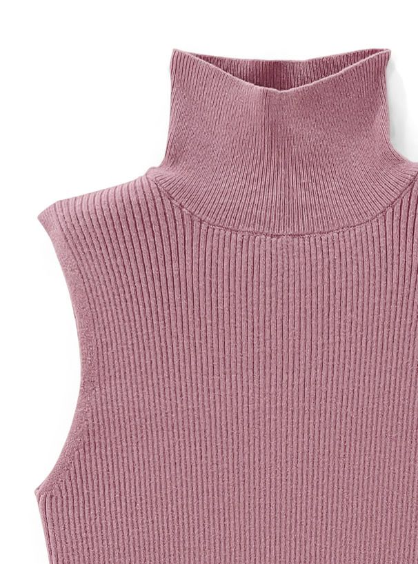 日本 GRL - 顯瘦高領針織背心/無袖上衣-春櫻粉