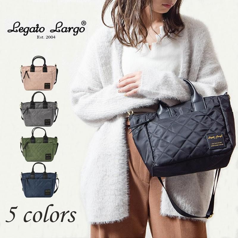 日本 Legato Largo - 菱格紋微光斜挎包-GY灰色 (32x21x10cm)